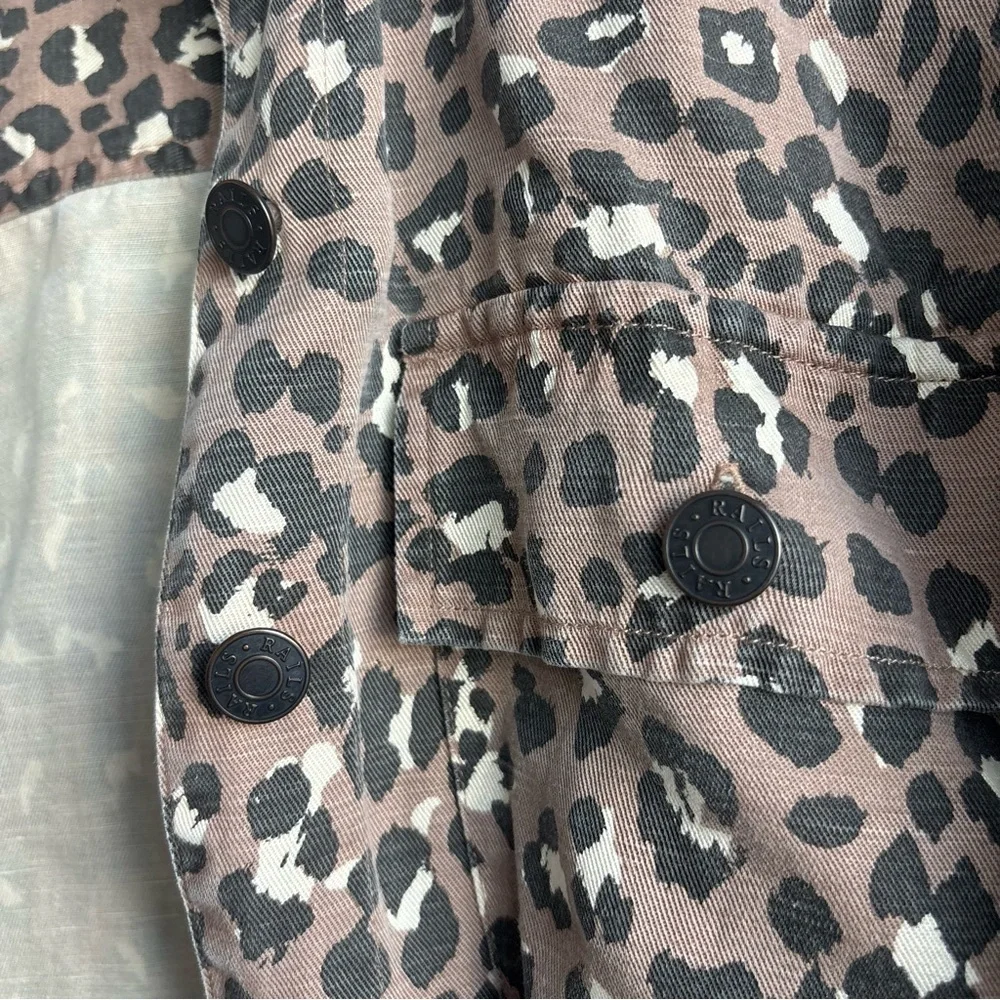 Rails Steffi Mountain Leopard-Print Cropped Button Up Jacket TencelLyocell Linen